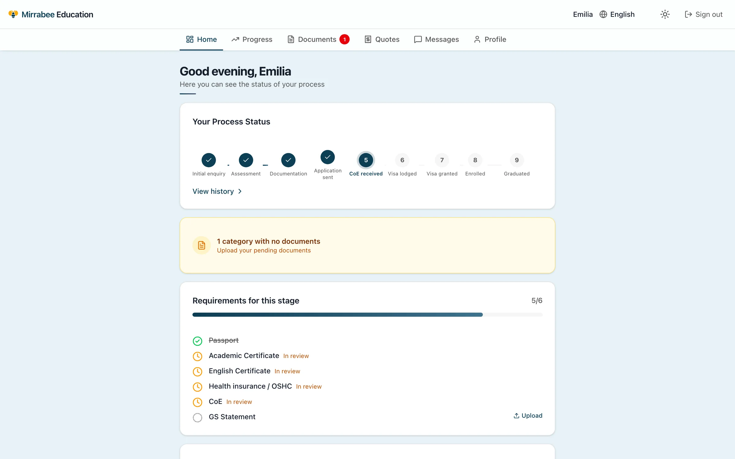 Screenshot: A portal your students use